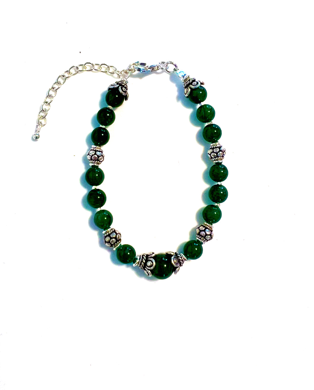 Green Bracelet with Aventurine and Sterling Silver