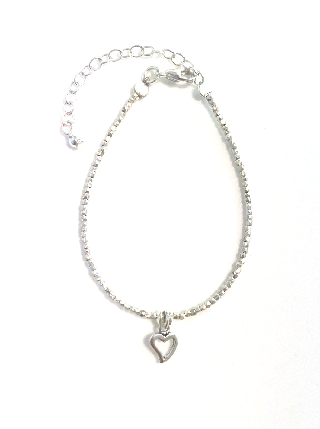 Sterling Silver Bracelet with Sterling Silver Heart
