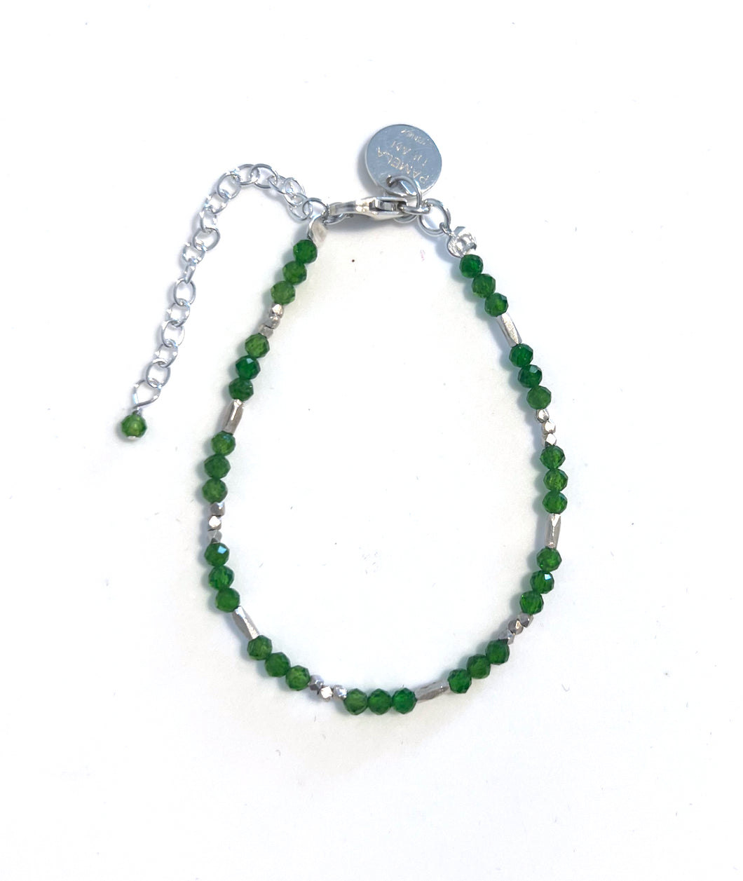 Green Bracelet with Chrome Diopside and Sterling Silver