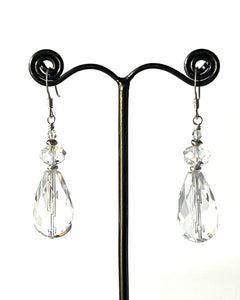 Clear Facetted Quartz Earrings and Sterling Silver