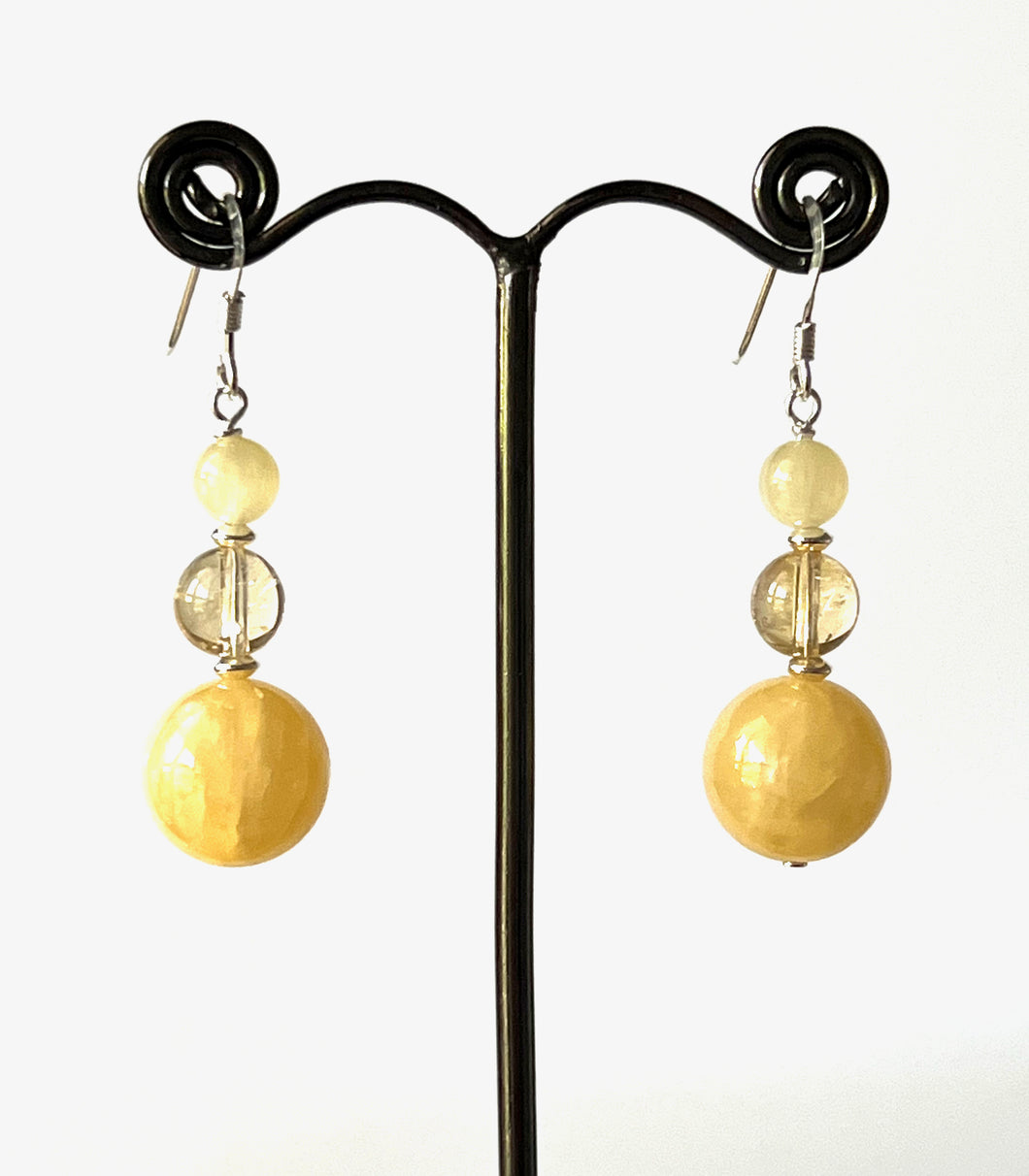 Yellow Earrings with Jade Citrine and Sterling Silver