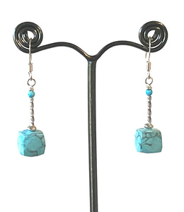 Turquoise Colour Earrings with Howlite and Sterling Silver