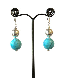 Turquoise Colour Earrings with Howlite and Sterling Silver