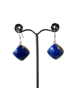 Blue Earrings with Lapis Lazuli Set in Sterling Silver
