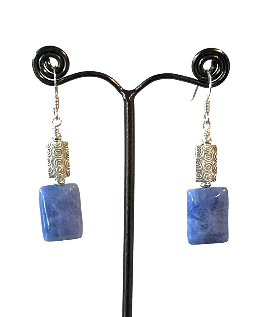 Blue Earrings with Dumortierite and Sterling Silver