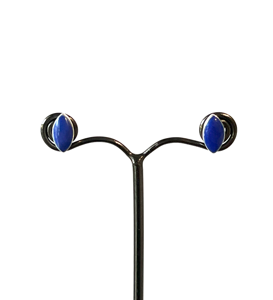 Blue Stud Earrings set in Sterling Silver