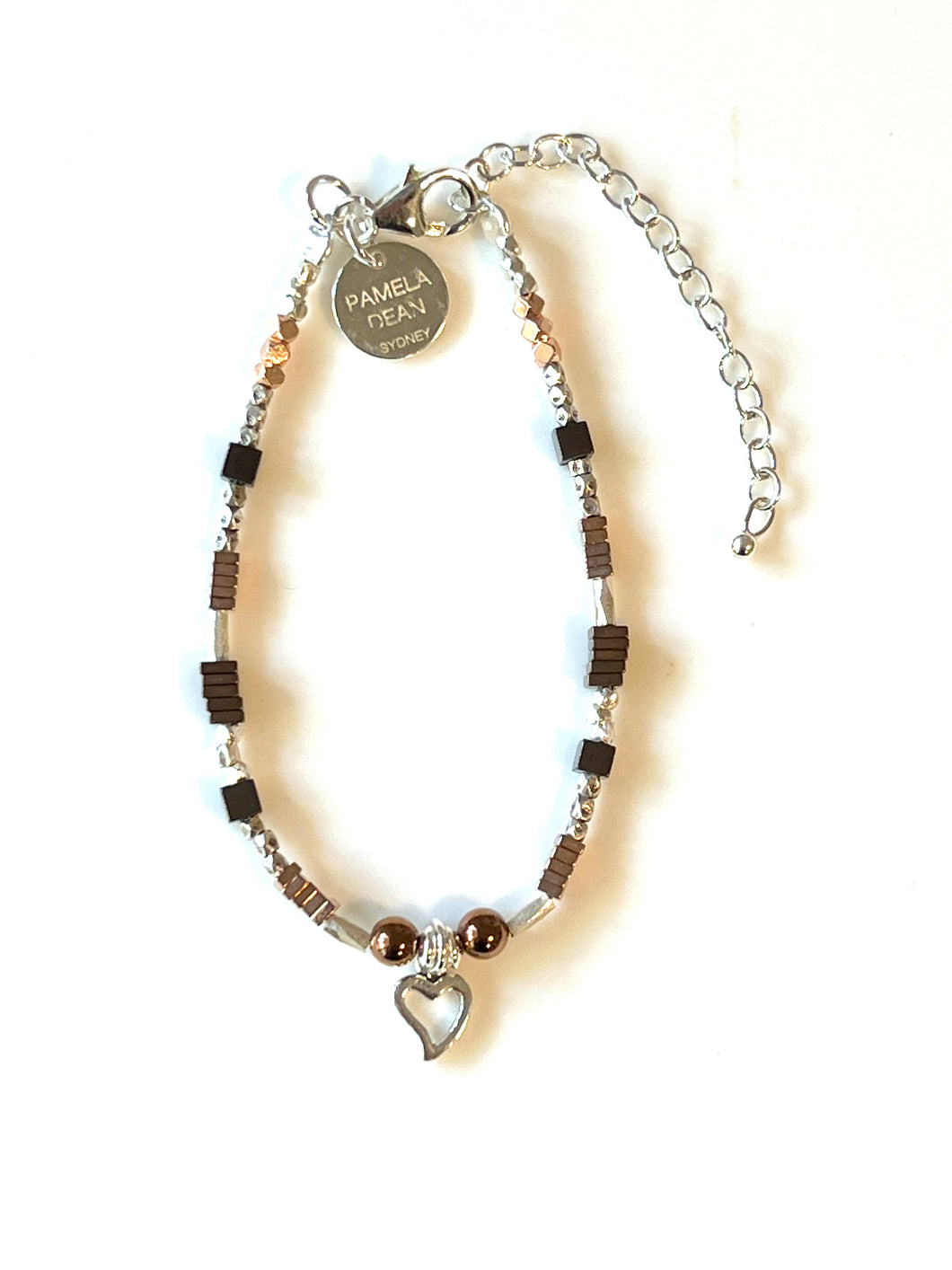 Brown Bracelet with Pyrite Beads and Sterling Silver