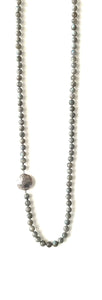 Australian Handmade Grey Long Necklace with Labradorite and Sterling Silver Feature side piece