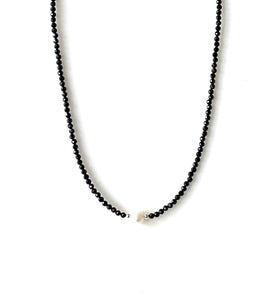 Australian Handmade Black Spinel Necklace with Feature Pearl