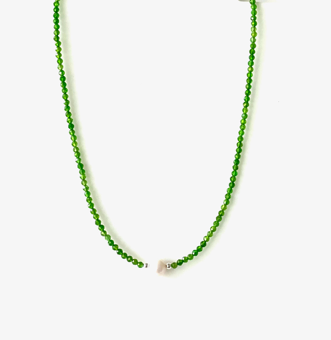 Australian Handmade Green Choker with Chrome Diopside and Pearl Centrepiece