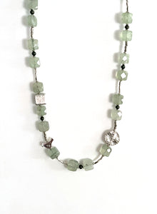 Australian Handmade Green Necklace with Prenite Pearls and Sterling Silver