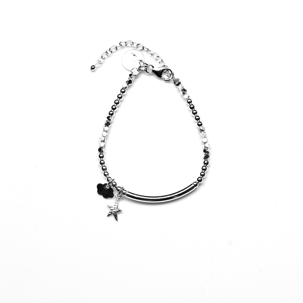 Sterling Silver Bracelet with Sterling Silver Beads and Charms