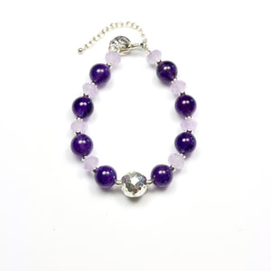 Purple Bracelet with Gemstones and Sterling Silver