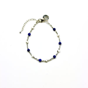 Blue Lapis Lazuli Bracelet and Assorted Sterling Silver Beads
