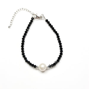 Black Spinel Pearl and Sterling Silver Bracelet