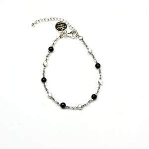 Black Onyx Bracelet and Sterling Silver Beads