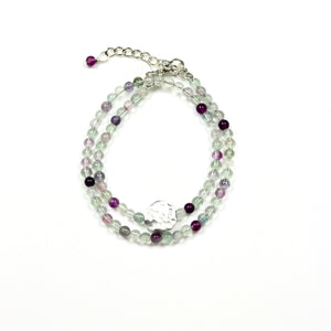 Purple Double Wrap Bracelet with Fluorite and Sterling Silver