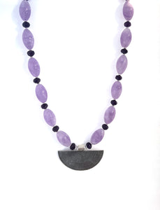 Australian Handmade Necklace with Lavender and Dark Amethyst and Sterling Silver Pendant