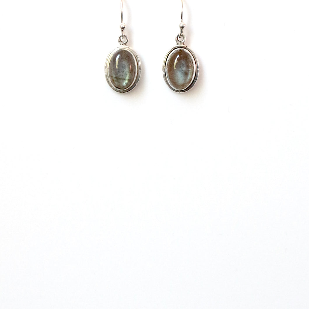 Green Labradorite and Sterling Silver Earrings
