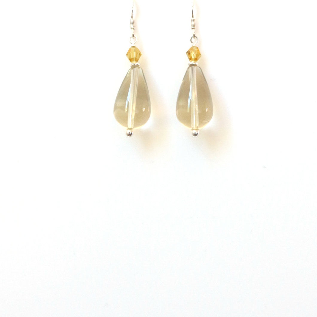 Yellow Quartz Citrine and Sterling Silver Earrings