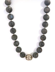 Australian Handmade Grey Necklace with Labradorite and Sterling Silver Feature Piece