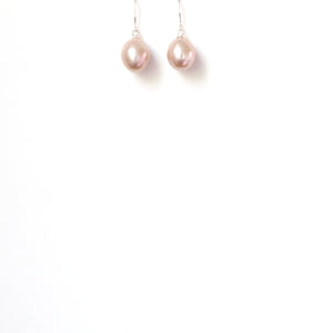 Freshwater Natural Colour Pink Teardrop Pearl and Sterling Silver Hook Earrings
