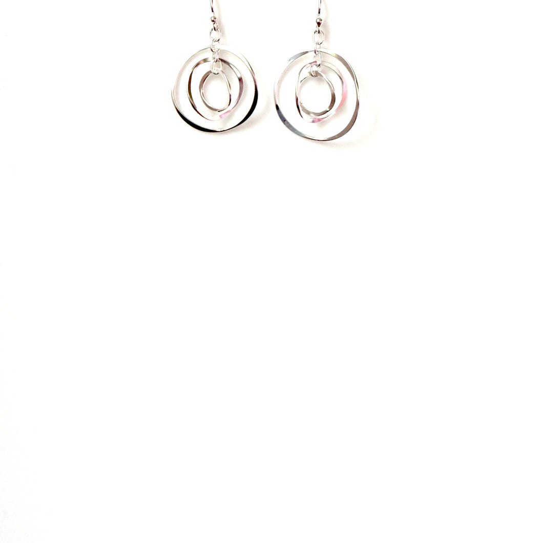 Sterling Silver Triple Circle Wave Earrings