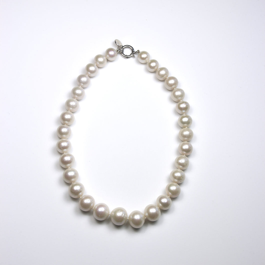 Australian Handmade White Large Graduated Pearl Necklace