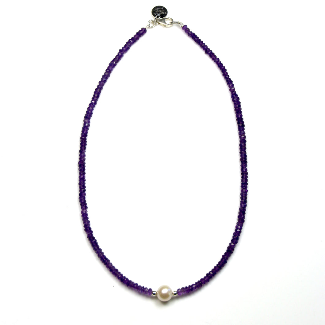 Australian Handmade Purple Amethyst Necklace with Pearl Centrepiece