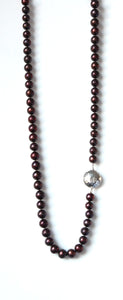 Australian Handmade Brown Chocolate Colour Pearl Necklace with Sterling Silver Sidepiece