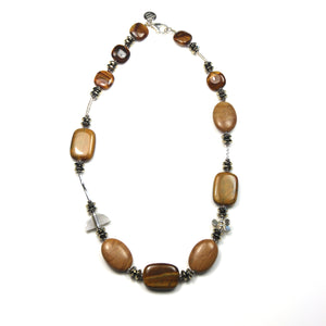 Australian Handmade Brown Tigers Eye Jasper Pyorite Necklace with Sterling Silver