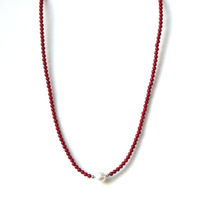 Australian Handmade Red Coral Necklace with Pearl Centrepiece