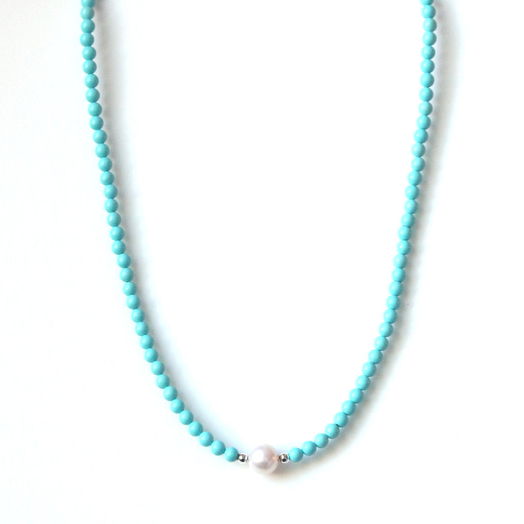 Australian Handmade Necklace with Howlite and Pearl Centrepiece
