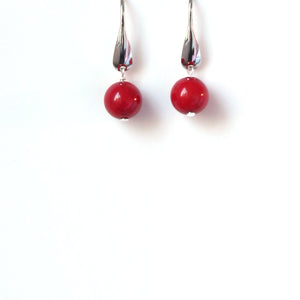 Red Coral and Sterling Silver Earrings