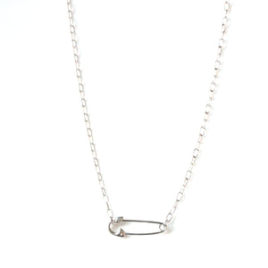 Sterling Silver Chain Necklace with Safety Pin Charm