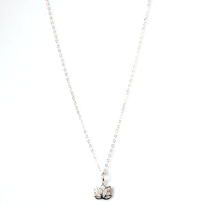 Sterling Silver Chain Necklace with Lotus Flower