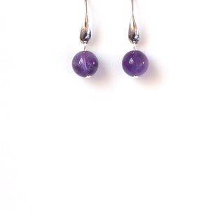 Purple Dark Amethyst and Sterling Silver Earrings