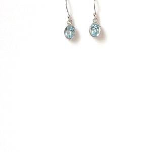 Blue Topaz Oval Earrings Set in Sterling Silver