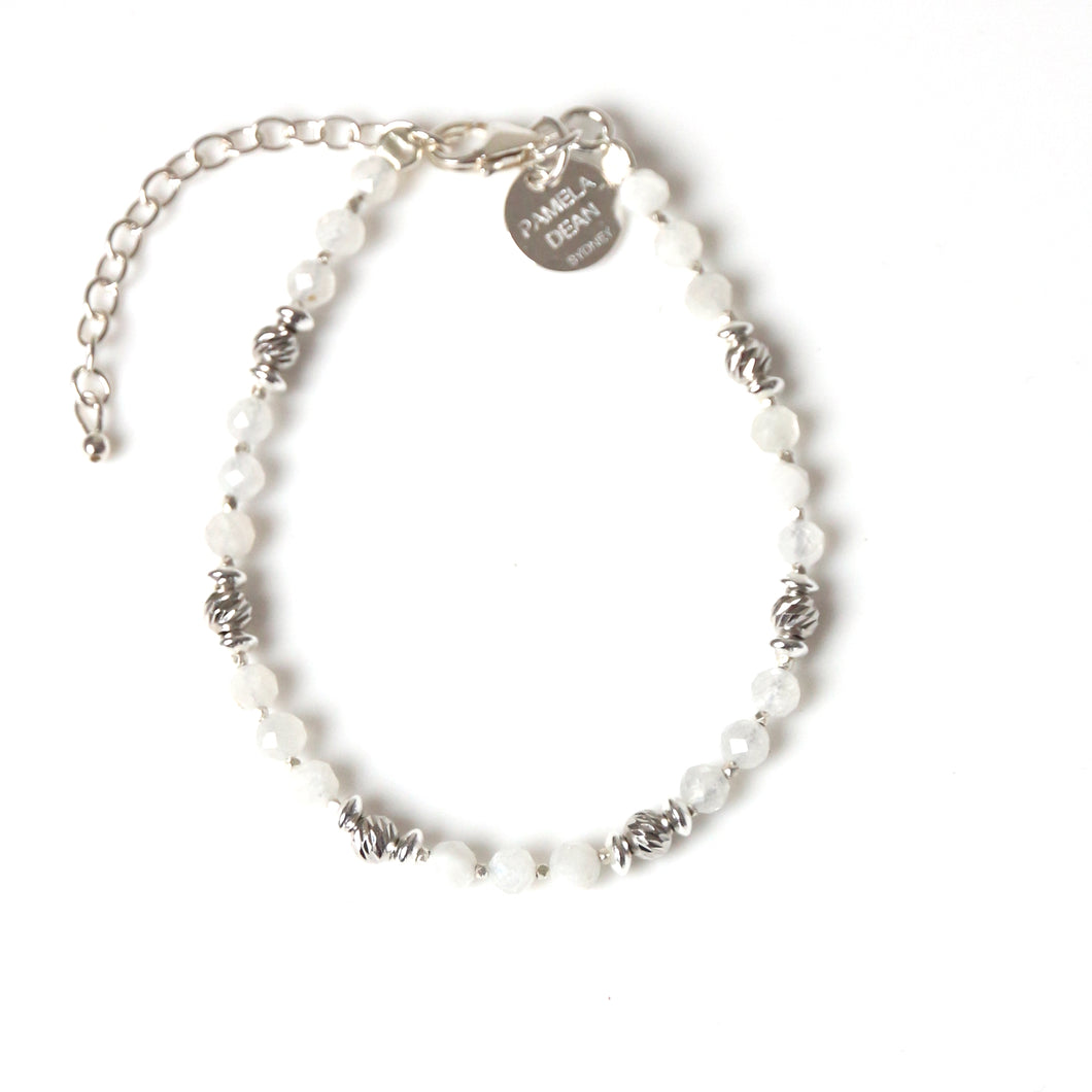 White Bracelet with Moonstone and Sterling Silver