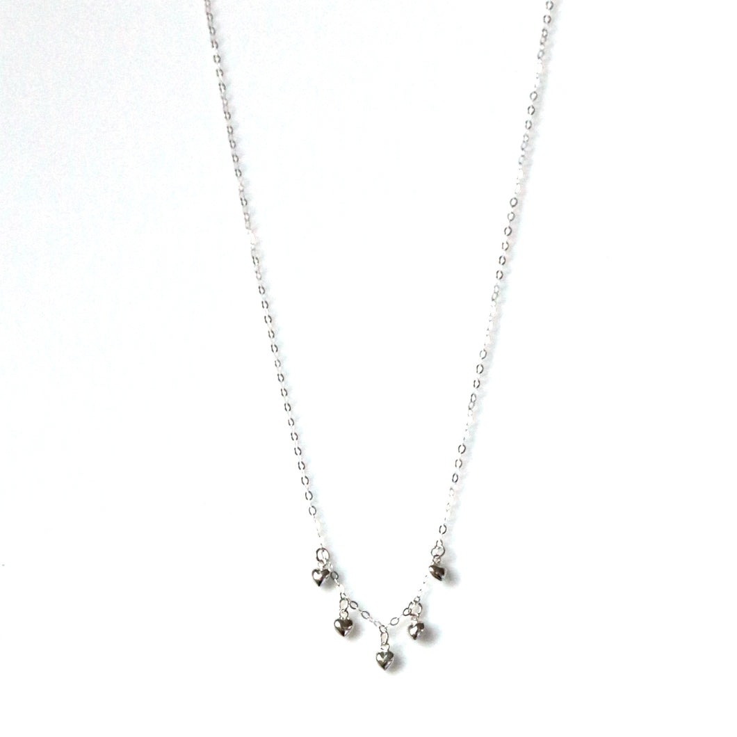 Sterling Silver Necklace with Mini Hearts
