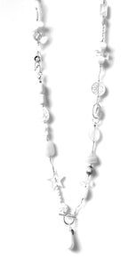 Australian Handmade White Necklace with Mother of Pearl Pearls Agate Crystal Quartz and Sterling Silver