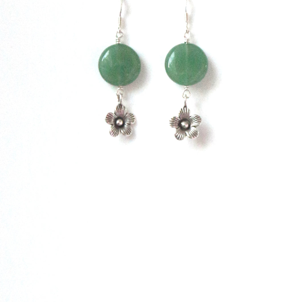 Green Earrings with Aventurine and Sterling Silver