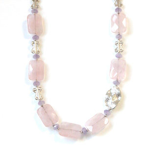 Australian Handmade Pink Necklace with Rose Quartz Amethyst and Sterling Silver