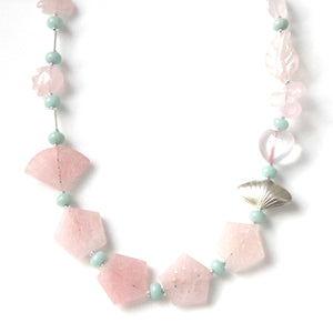 Australian Handmade Pink Necklace with Rose Quartz Amazonite and Sterling Silver