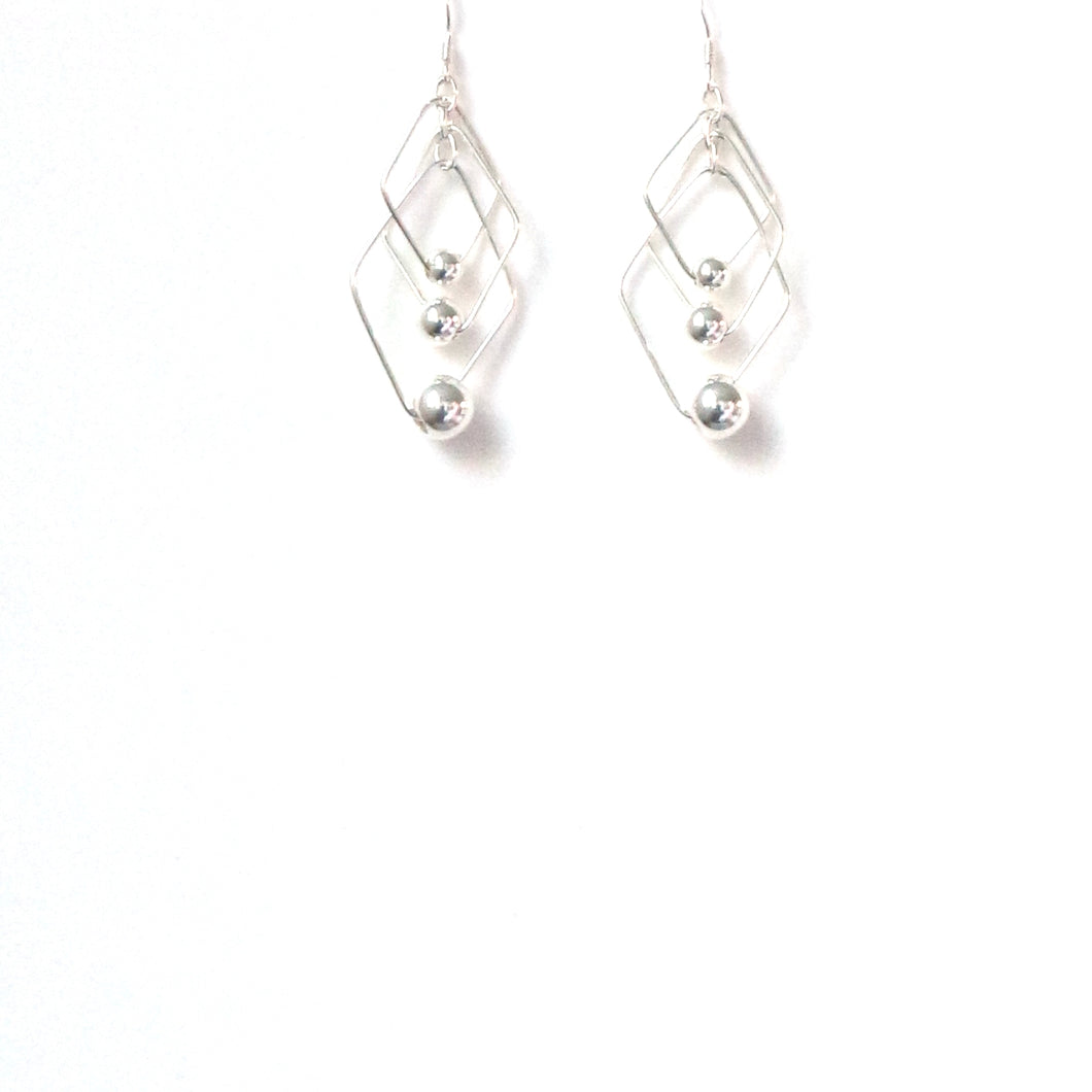 Sterling Silver Diamond Shape Earrings