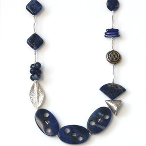 Australian Handmade Blue Necklace with Sodalite Nepalese Bead Lapis Lazuli and Sterling Silver