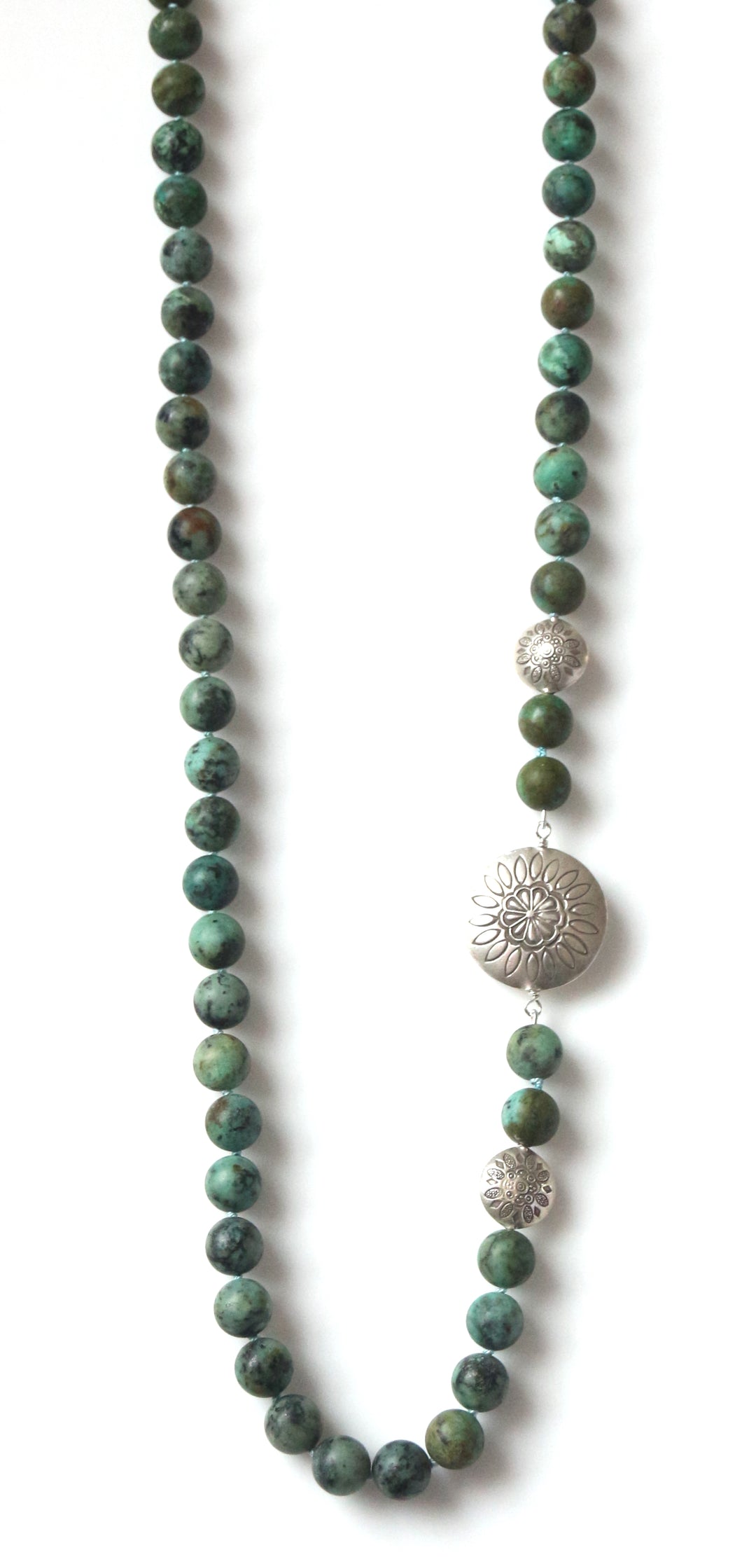 Australian Handmade Necklace with African Turquoise  and Sterling Silver