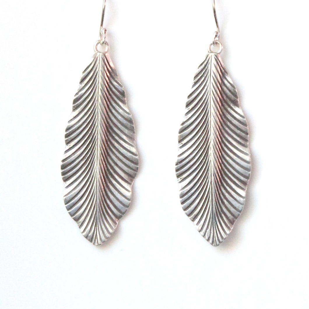 Sterling Silver Embossed Leaf Earrings