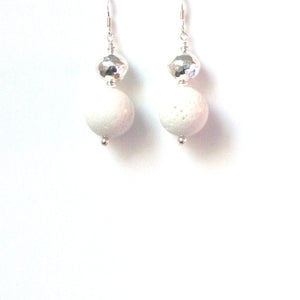 White Earrings with White Coral and Sterling Silver