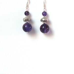 Purple Polished Dark Amethyst Earrings with Sterling Silver